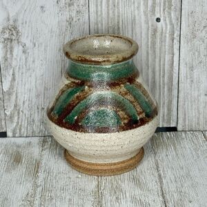 Vintage Stoneware Salt Glazed Hand Thrown Pottery Vase Signed MC 78